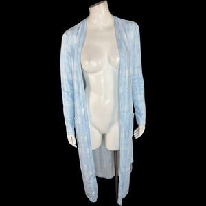 G by Giuliana Blue Tie Dye Longline Open‎ Front Cardigan XXS Lightweight